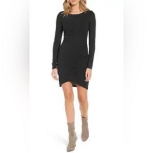 Leith Ruched Long Sleeve Dress - Black/S